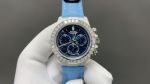 PPM Factory Rolex Vintage Blue Face Transparent Diamond Bezel Blue Band Watch